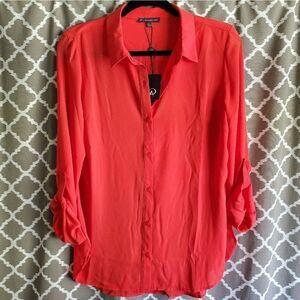 NEW Adrianna Papell Sun Orange Tunic S